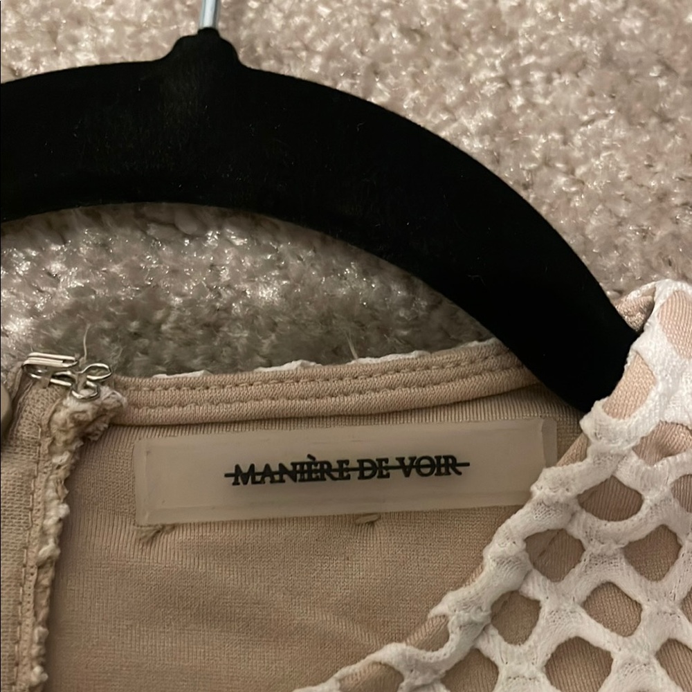 Cream Mesh Long Sleeve Bodysuit - Picture 3 of 3